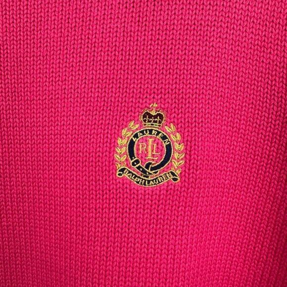 Lauren Ralph Lauren Pink Embroidered Crest Crewneck Knit Sweater - Picture 3 of 10